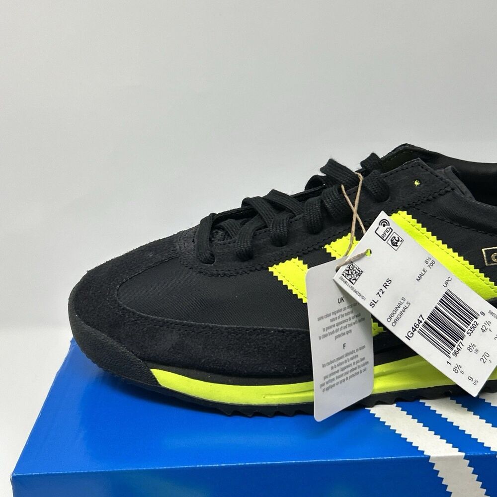 NEW adidas Originals SL 72 RS Men’s Black Yellow Sneaker IG4647 Size 9 - Picture 9 of 16